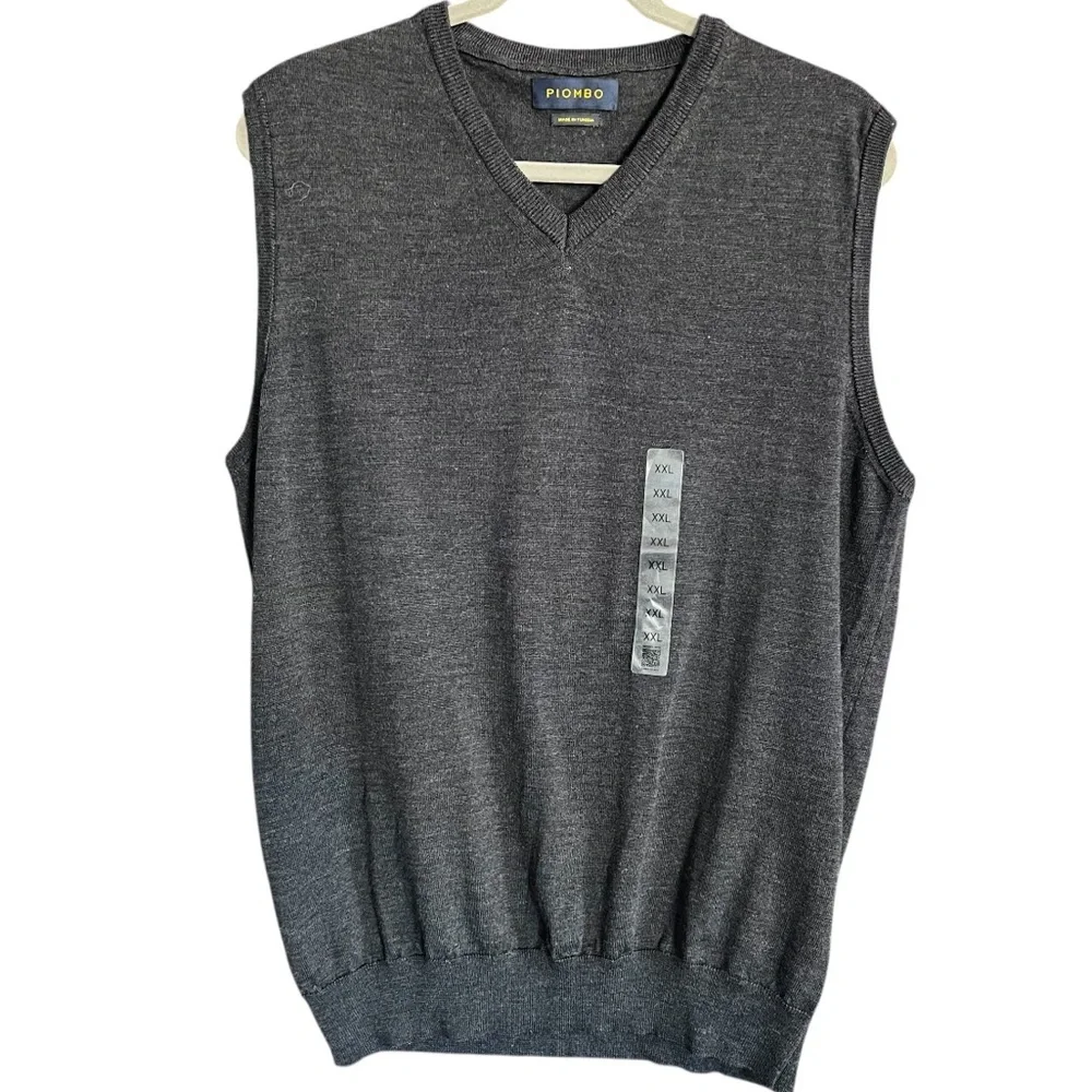 Piombo Men’s 100% Merino Wool Sweater Vest Gray size XL NWT - Picture 2 of 9